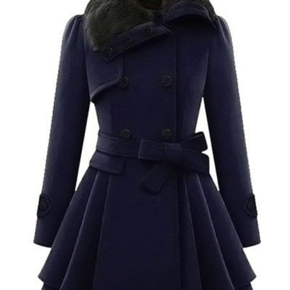 Jackets & Blazers - Skirted A Line Coat with Belt